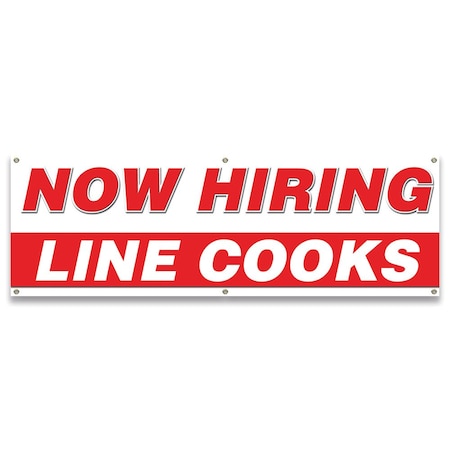 Signmission Now Hiring Line Cooks Banner Apply Inside Accepting Application Single Sided B-72-30269